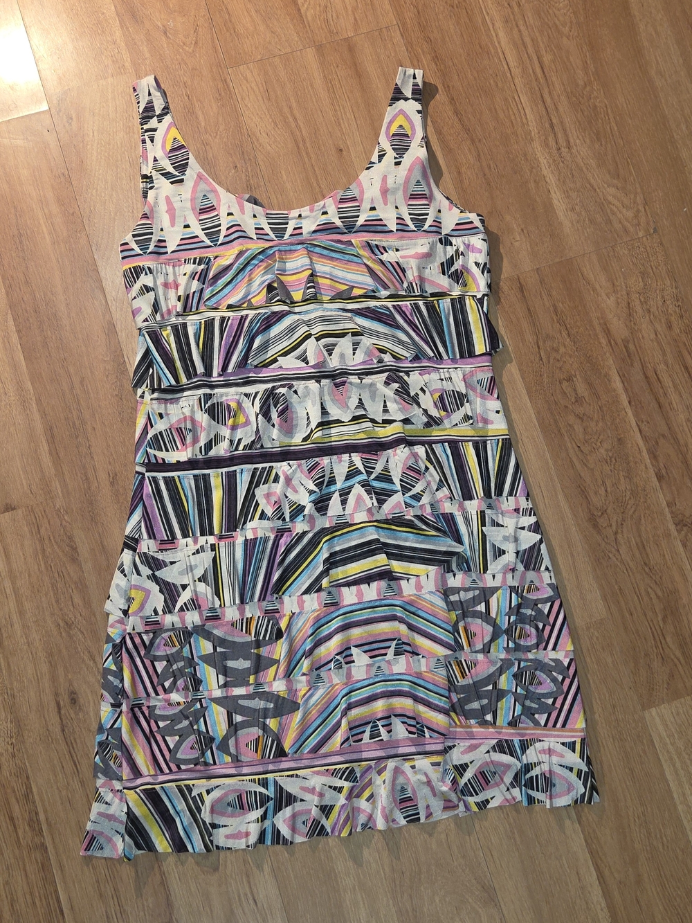 Isle Apparel Multicolor Geometric Layered Sleeveless Dress - Size M